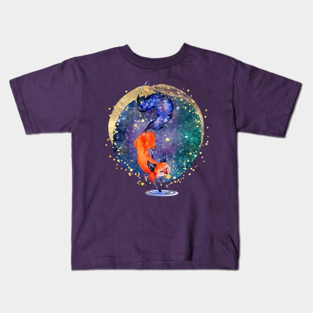 Galaxy Dream Realm Fox Kids T-Shirt by Holisticfox